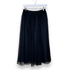 Vintage Bedford Fair Lifestyles Black Chiffon Maxi Skirt Women Size 10 Pull On